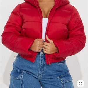 Fashion Nova Bold Red Puffer Jacket